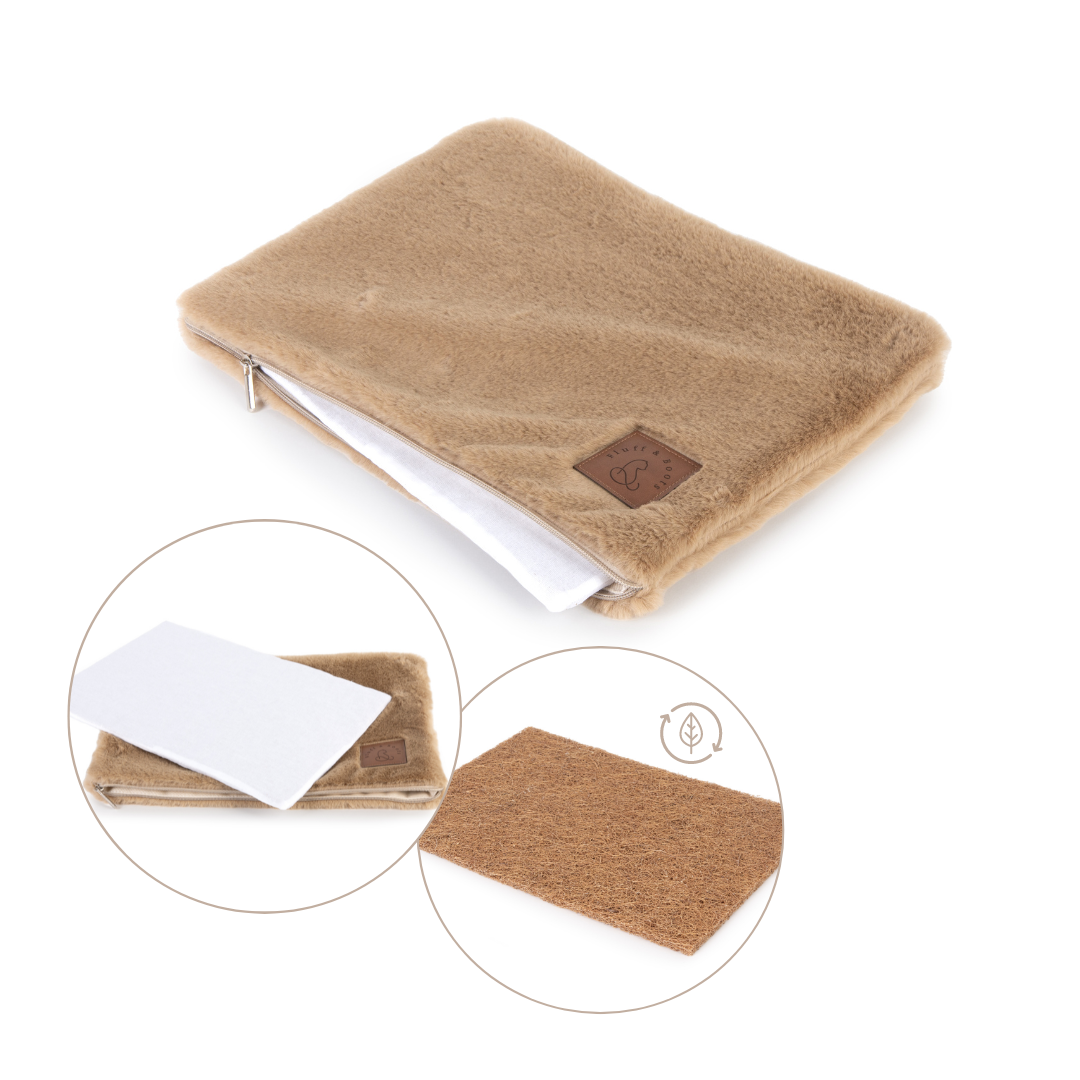 A detailed image of the Knead-it Pad showing the proprietary insert to support cat kneading.